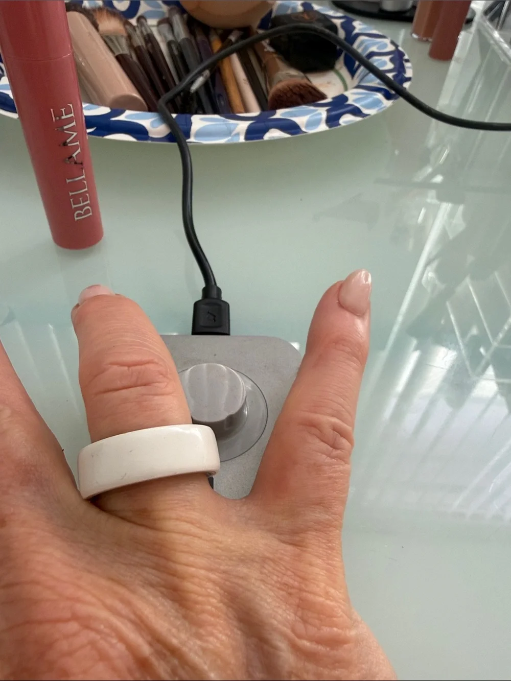 Cream Smart Wearable Ring and Charger Accessory